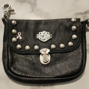 Harley-Davidson Black Studded Clutch with Silver Accents
